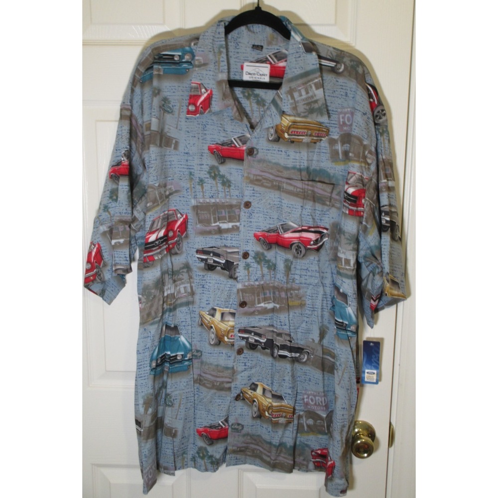 NEW David Carey Originals All-Over Ford Mustang Pattern Button Down Shirt 3XL
